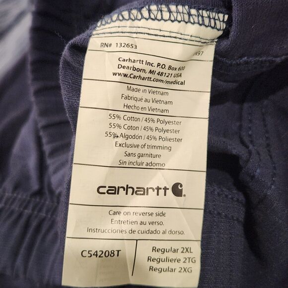 Carharrt Men's Navy Blue Ripstop Lower Rise Straight Leg Drawstring Pants 2X NEW - Picture 3 of 12